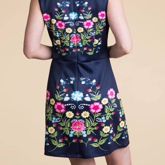New Joy & Co. Sleeveless Women's Dress Navy Floral - Picture 4 of 5